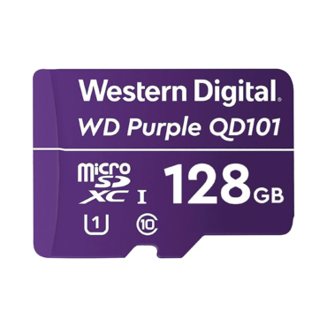 Tarjeta microSD WD Purple 128 GB SC QD101 – Almacenamiento para Videovigilancia 24/7