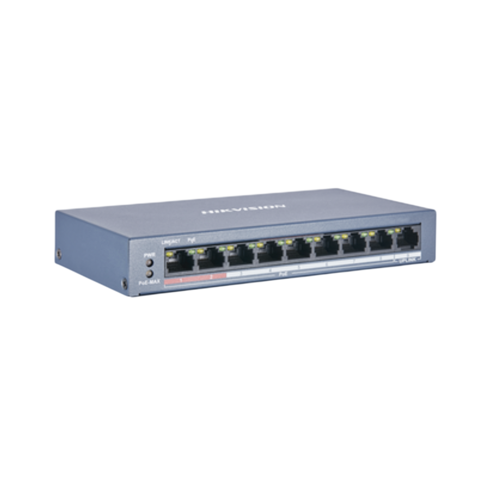 Switch PoE+ No Administrable Hikvision DS-3E0109P-EM(B) – 8 Puertos 10/100 Mbps, 1 Puerto Uplink 100 Mbps, Potencia PoE hasta 60 W - Image 5