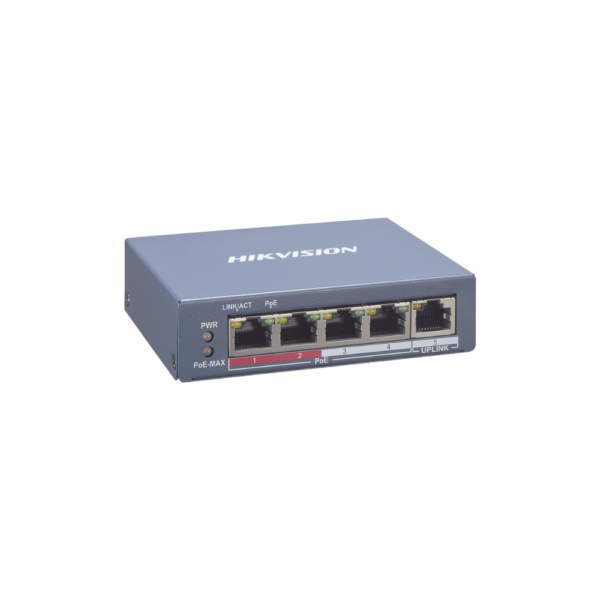 Switch PoE+ Gigabit Hikvision DS-3E1105P-EI/M – 4 Puertos PoE+, 1 Puerto Uplink, 35 W, No Administrable
