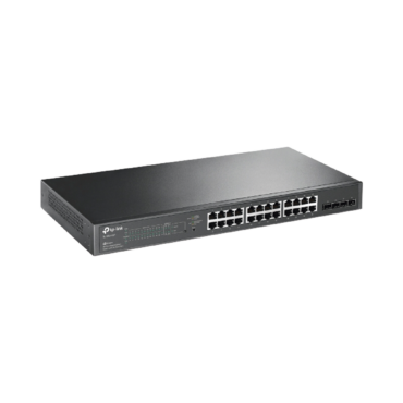 Switch Administrable TP-Link TL-SG2428P – 24 Puertos Gigabit PoE+, 4 Puertos SFP, 250 W, Capa 3 Lite, VLAN y Enrutamiento Estático
