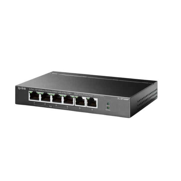 Switch TP-Link TL-SF1006P – 6 Puertos 10/100 Mbps, 4 Puertos PoE+, 67 W, Caja Metálica