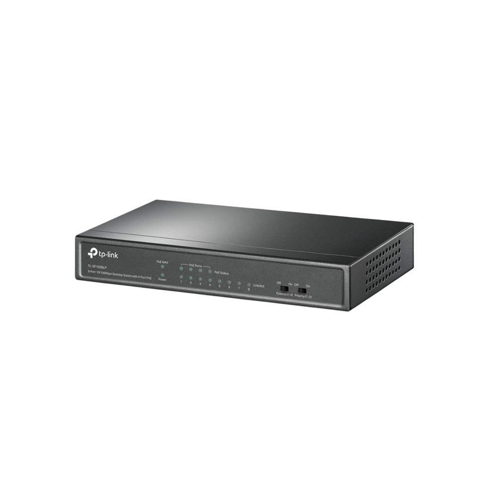 Switch TP-Link TL-SF1008LP de 8 Puertos 10/100 Mbps con 4 Puertos PoE, 41 W, Carcasa Metálica