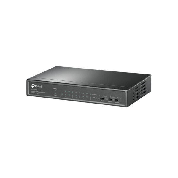 Switch TP-Link TL-SF1009P – 9 Puertos RJ45 10/100 Mbps, 8 Puertos PoE+, Alimentación y Transferencia de Datos