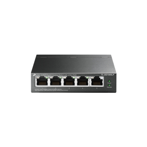 Switch TP-Link TL-SG1005LP de 5 Puertos Gigabit con 4 Puertos PoE+, 40 W, Carcasa Metálica, Plug and Play